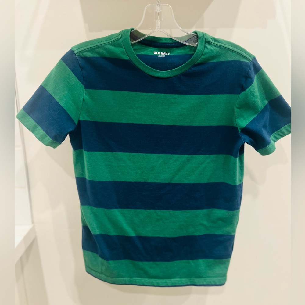 Old Navy Boys Green/Navy Striped Tee - XL (14-16)